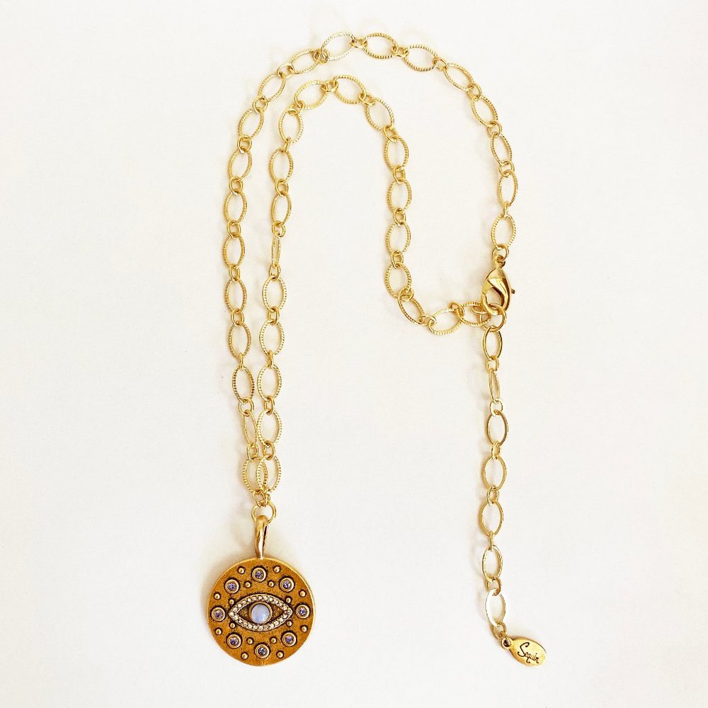 SEQUIN Evil Eye Agate Crystal Pendant Necklace
